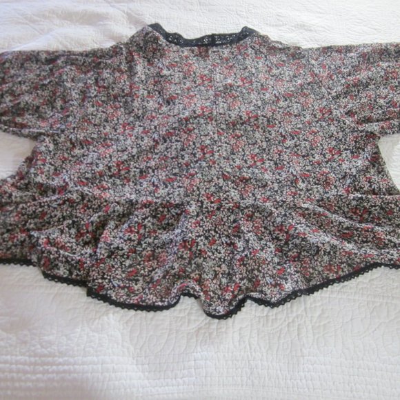 Free People Top XS Lola Kimono Floral Black Combo - Picture 10 of 14